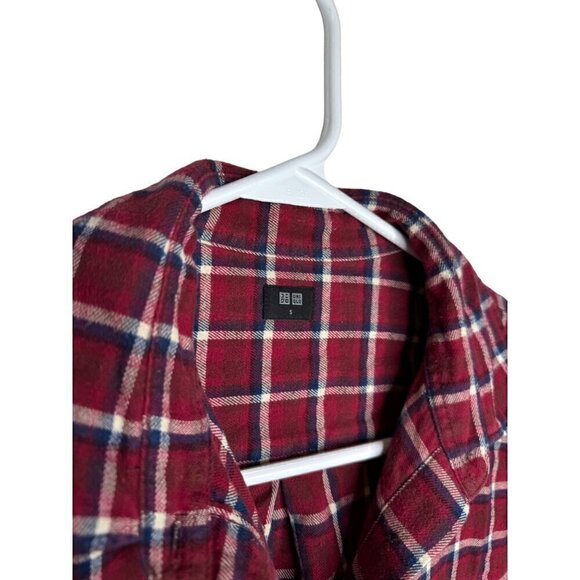 Uniqlo 100% Cotton Plaid Flannel Shirt Red Small - Picture 2 of 4